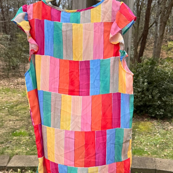 BiBi Multicolor Striped Cap-Sleeve Blouse - Pink Red Blue Yellow Green - Picture 5 of 6